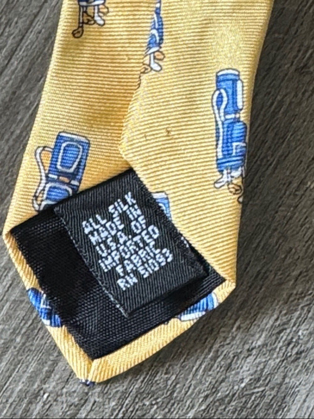 Grand Master’s gold necktie men’s 100% silk championship, yellow blue golf clubs - Picture 4 of 5